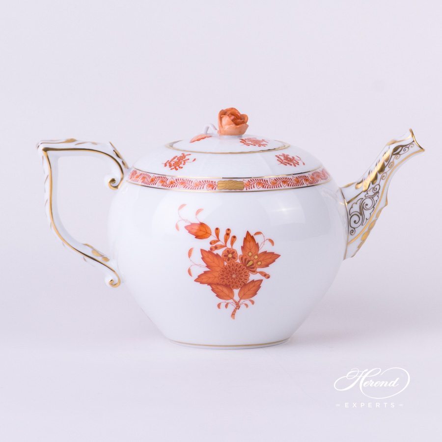 茶壶 – 中国花束 锈橙色/ 阿波尼橙色 – 海兰德细瓷