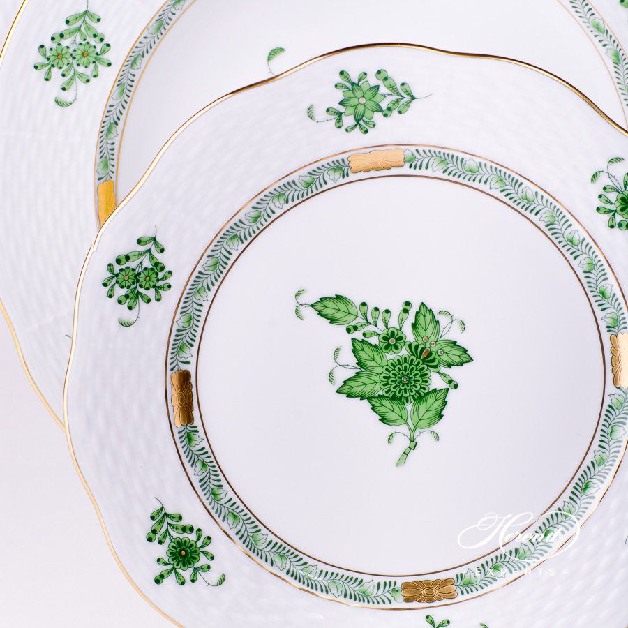 餐位餐具三件套 – 中国花束 / 阿波尼绿色 – 海兰德细瓷