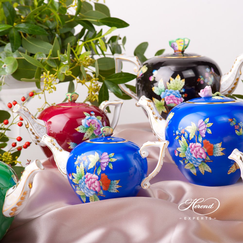 茶壶 – 微型 – 维多利亚女王紫色背景 – 海兰德细瓷