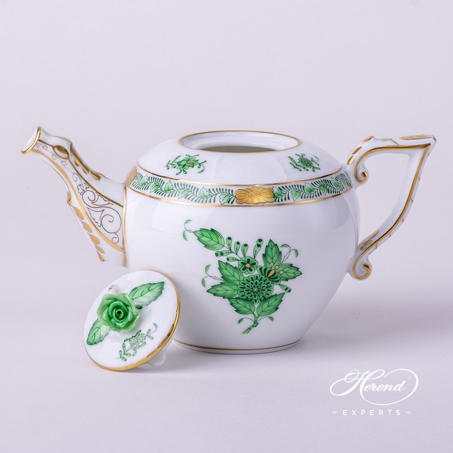 茶壶 – 微型 – 中国花束 / 阿波尼绿色 – 海兰德细瓷