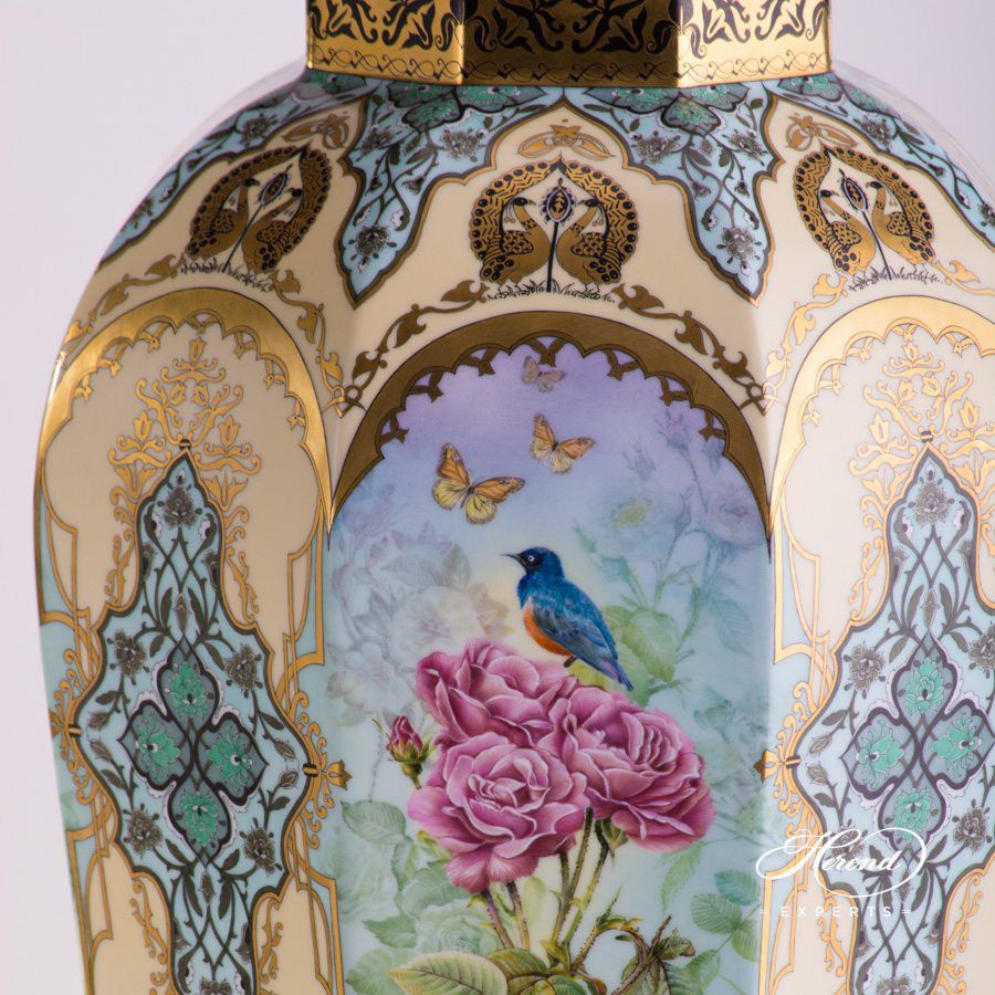 花瓶 大号 – 带鸟的玫瑰– 特别款- 海兰德细瓷