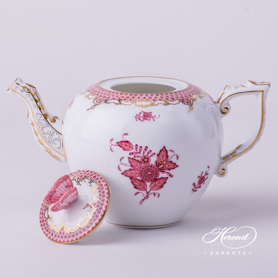 茶壶 – 中国花束 / 阿波尼浅紫色 鱼鳞纹 – 海兰德细瓷