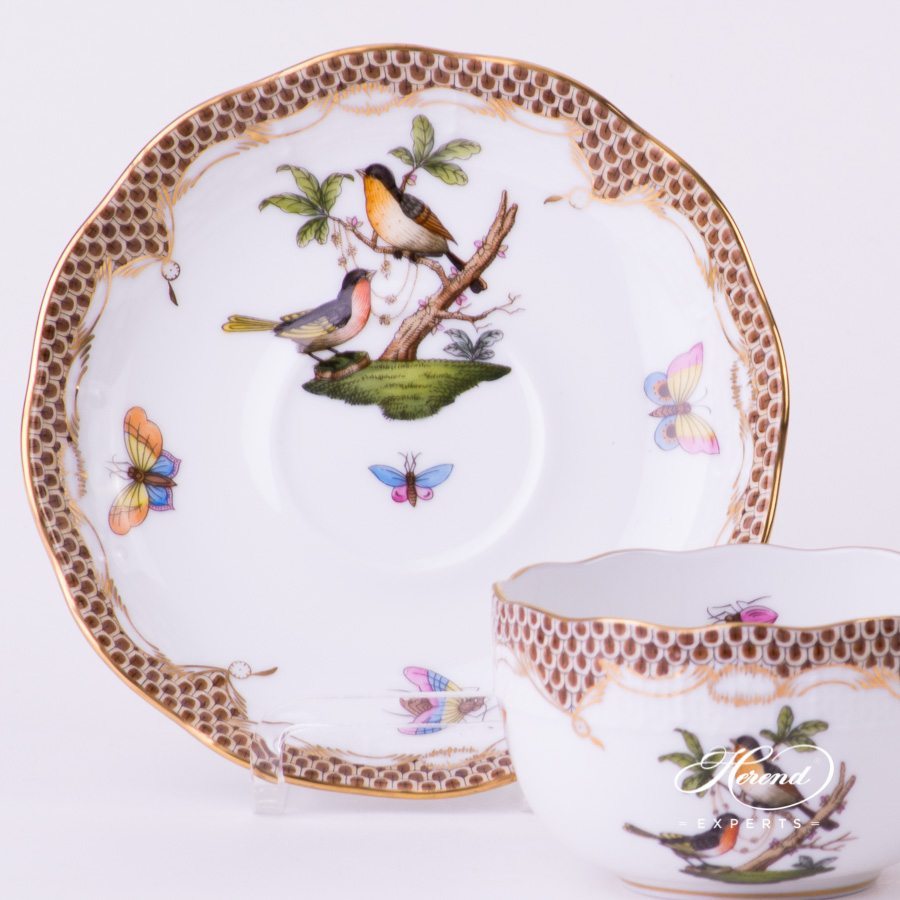 茶杯 – 罗丝柴尔德鸟 棕色鱼鳞纹 – 海兰德细瓷