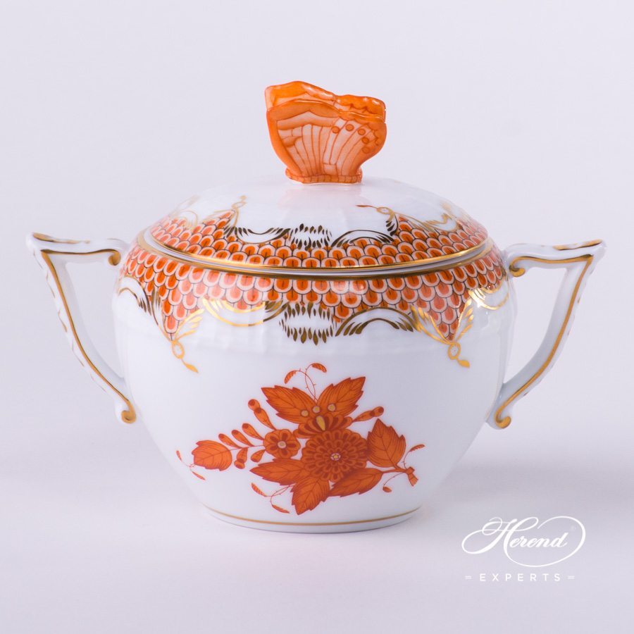 奶罐 – 中国花束 锈橙色 / 阿波尼橙色 鱼鳞纹 – 海兰德细瓷