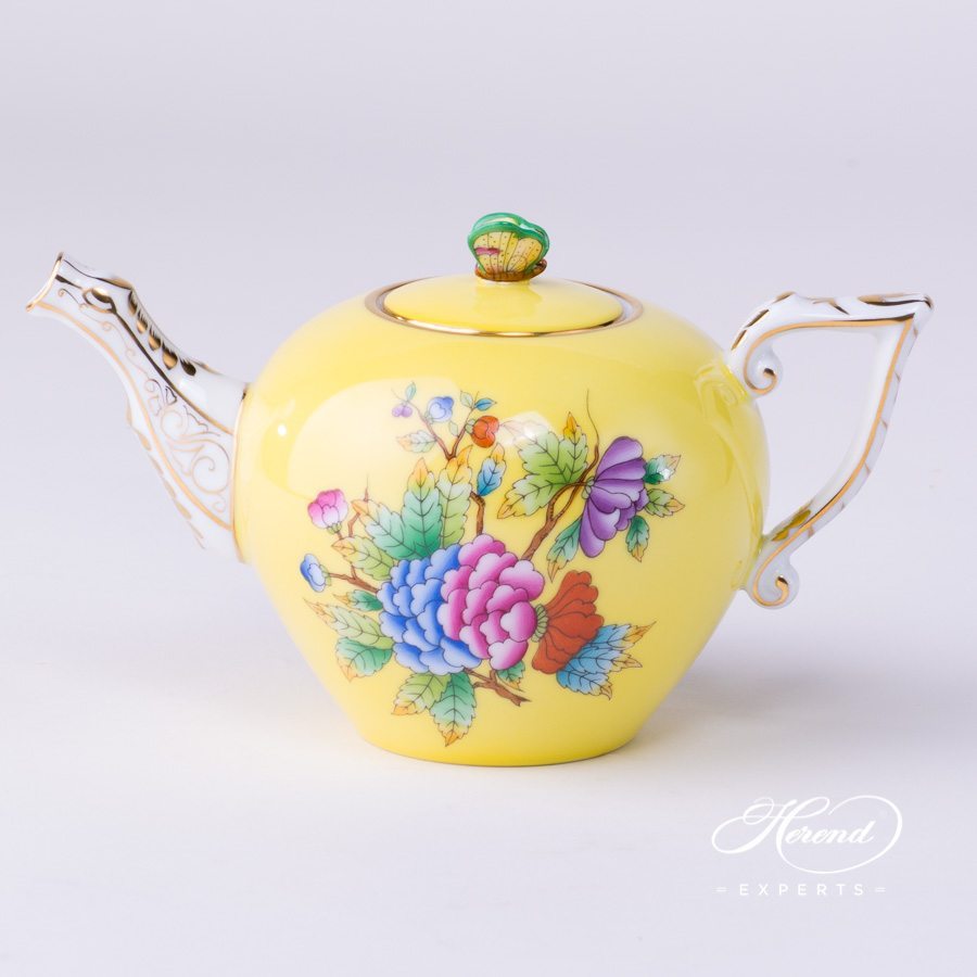 茶壶 – 微型 – 维多利亚女王 黄底 – 海兰德细瓷