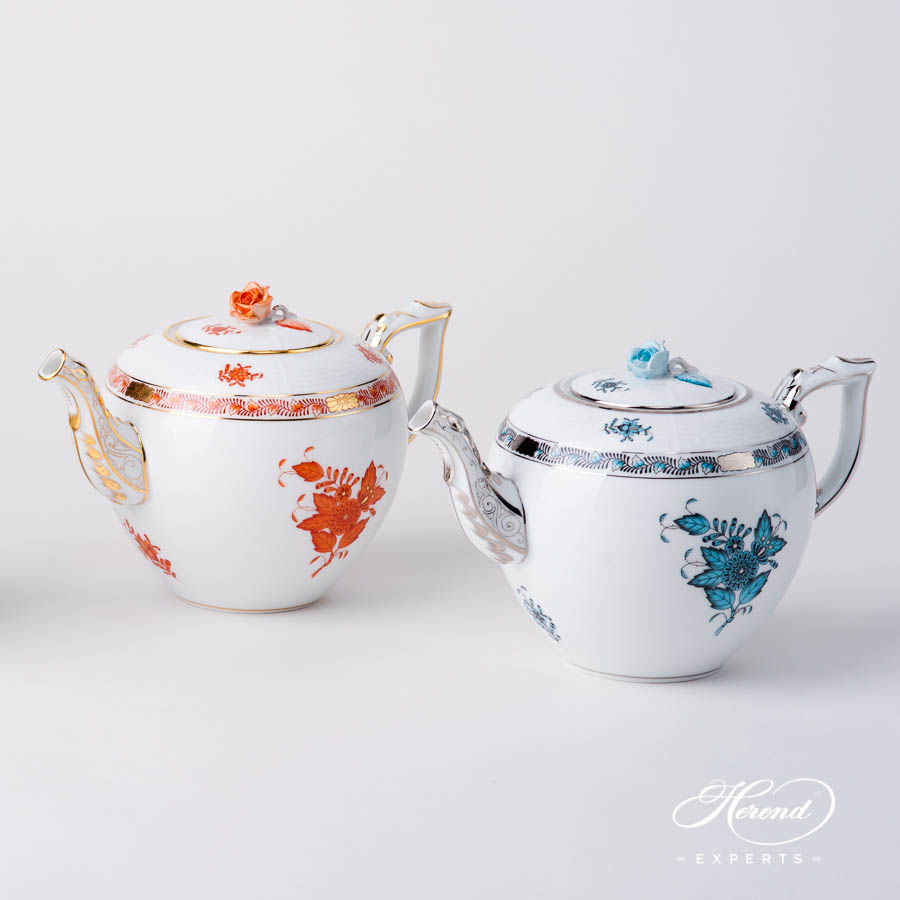茶壶 – 中国花束 锈橙色/ 阿波尼橙色 – 海兰德细瓷