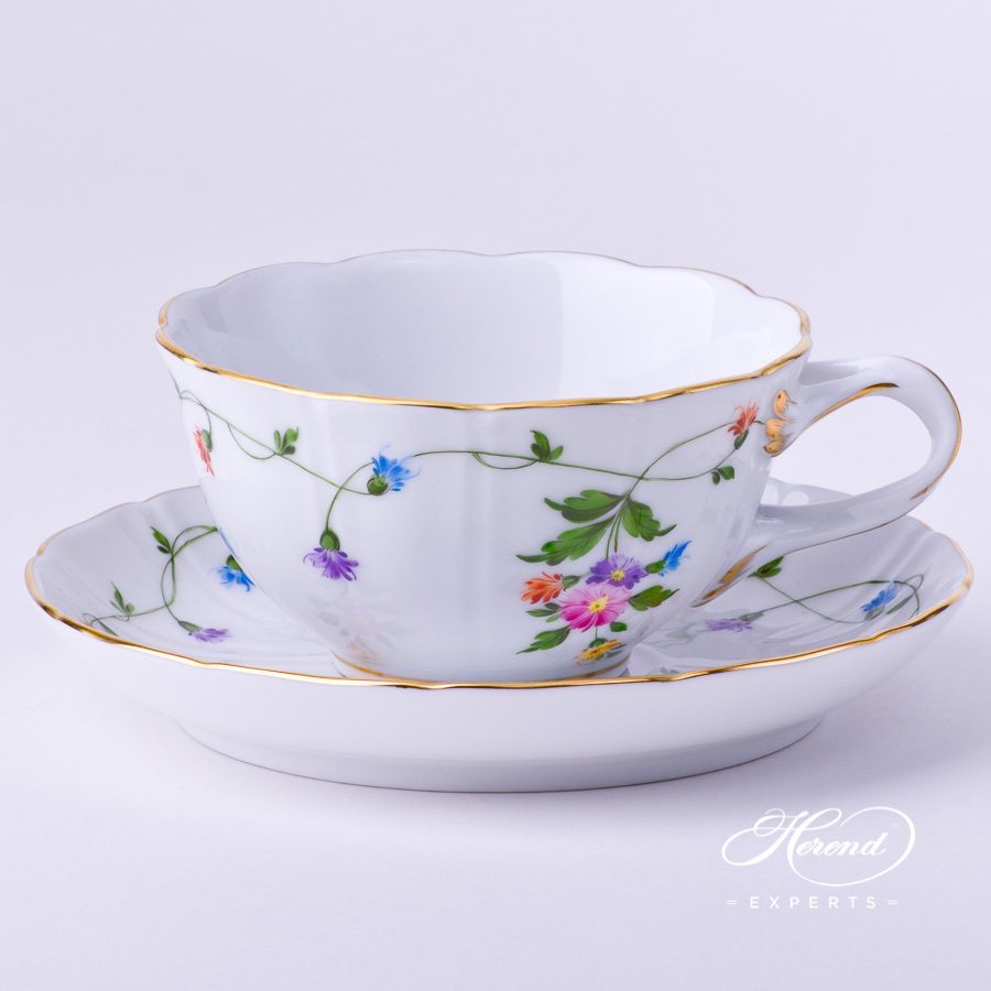 茶杯 w. Double Handles – Imola Flower Colored – 赫伦海兰德细瓷